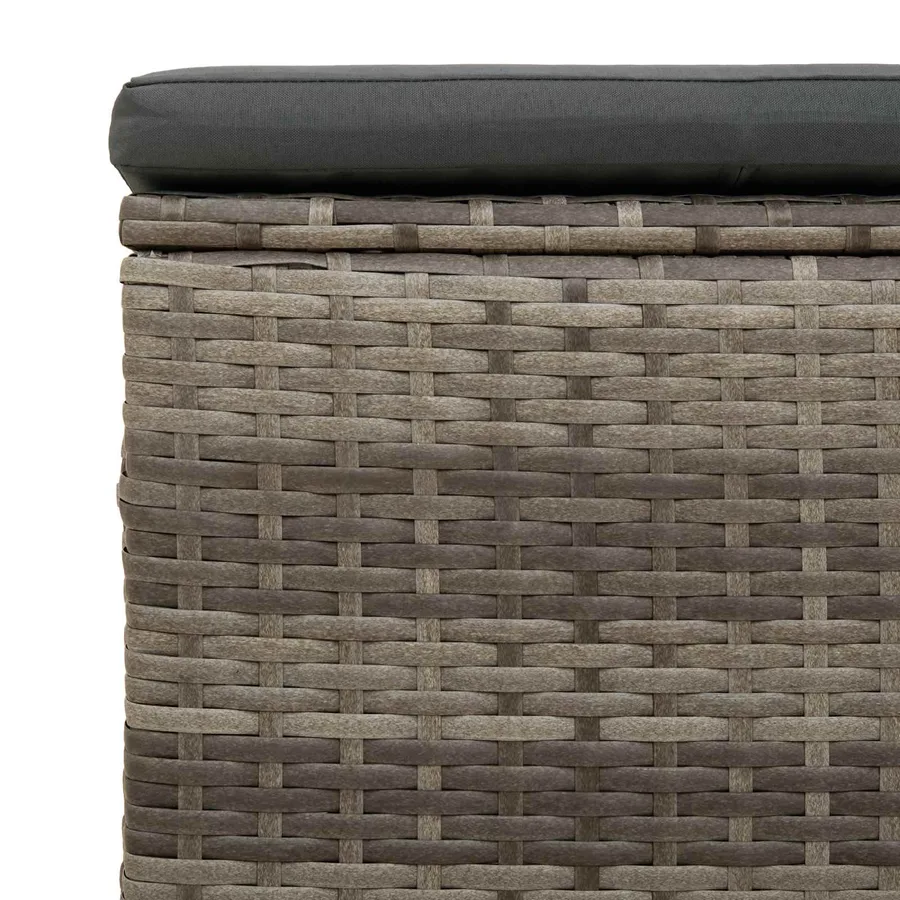 Pouf de jardin avec coussin 2 pcs Gris polyrotin - 7