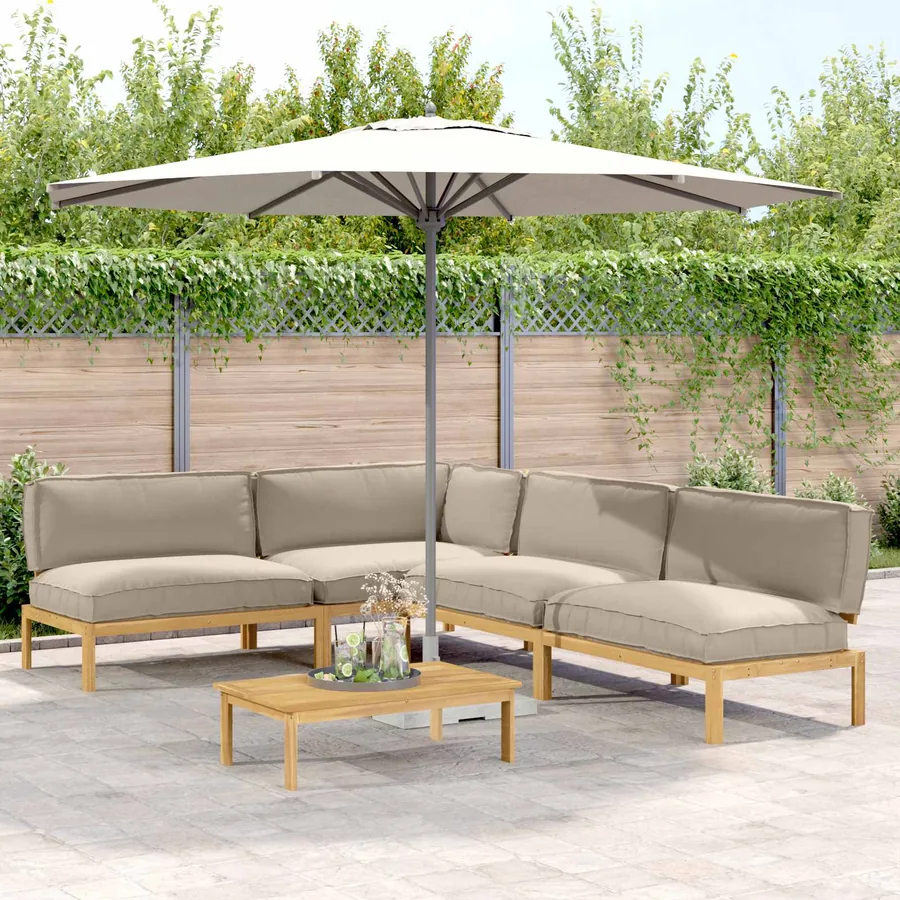 Ensemble de Canapés Uni 5 pcs Taupe Bois d'Acacia Massif