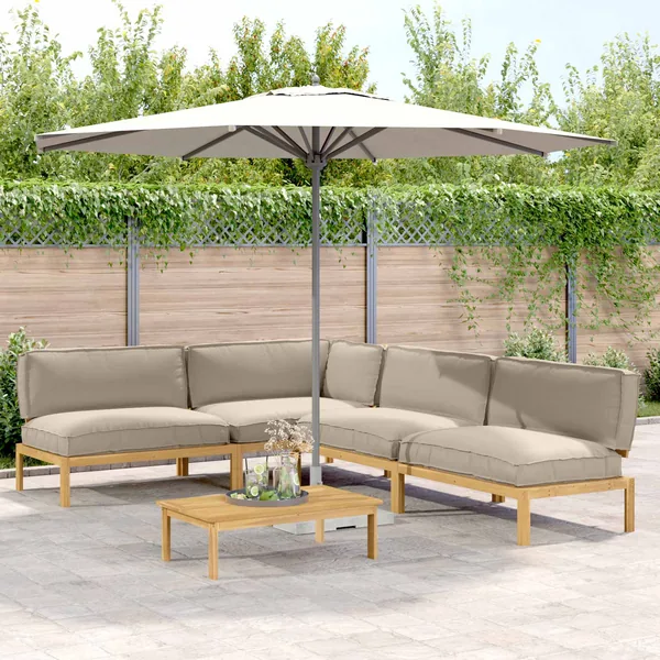 Ensemble de Canapés Uni 5 pcs Taupe Bois d'Acacia Massif