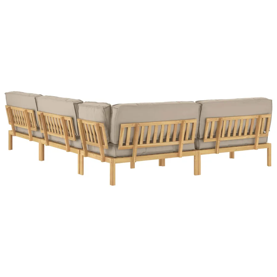 Ensemble de Canapés Uni 5 pcs Taupe Bois d'Acacia Massif - 12