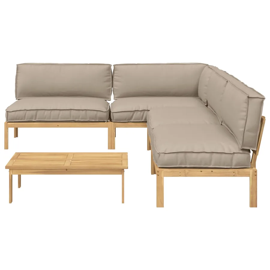 Ensemble de Canapés Uni 5 pcs Taupe Bois d'Acacia Massif - 8