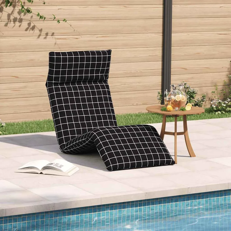Transat pliant à carreaux noirs 175 x 54 x 8,5 cm tissu Oxford - 3