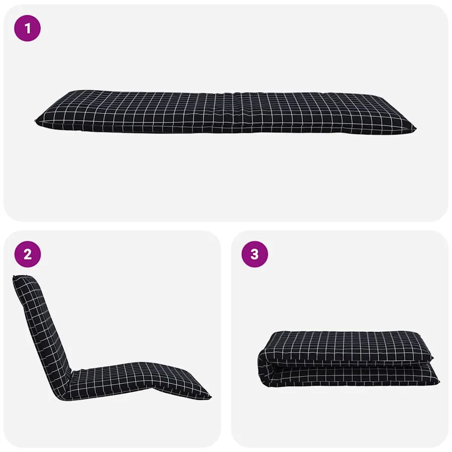 Transat pliant à carreaux noirs 175 x 54 x 8,5 cm tissu Oxford - 7