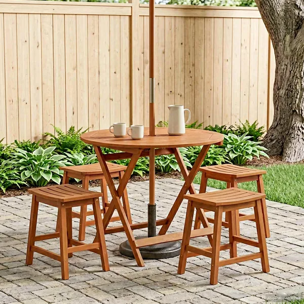 Table de jardin pliante Marron Ø 90 x 75 cm