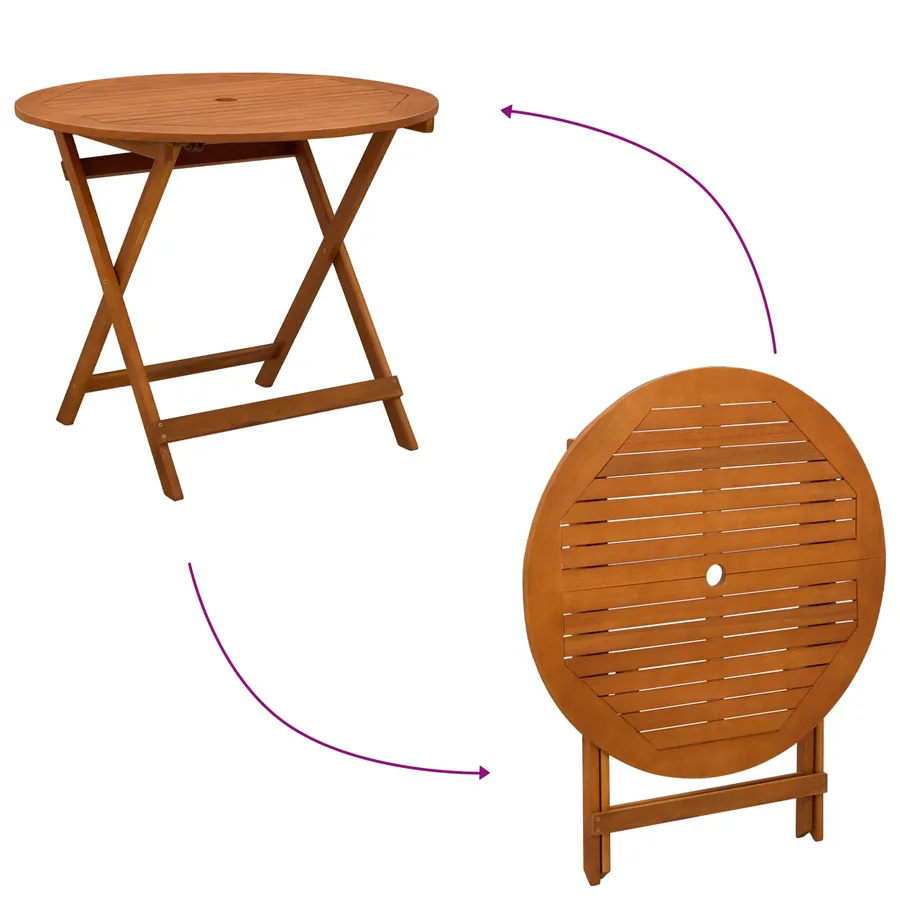 Table de jardin pliante Marron Ø 90 x 75 cm - 5