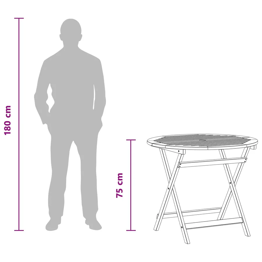 Table de jardin pliante Marron Ø 90 x 75 cm - 7