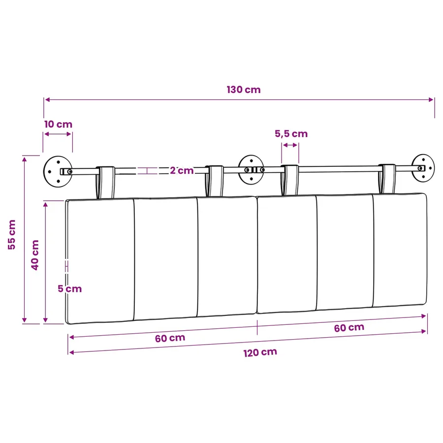 Tête de lit suspendue Tissu - 11