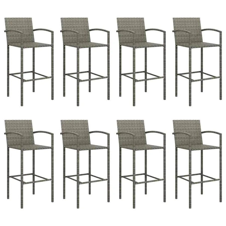 Ensemble de bar de jardin 9 pcs gris résine tressée - 4