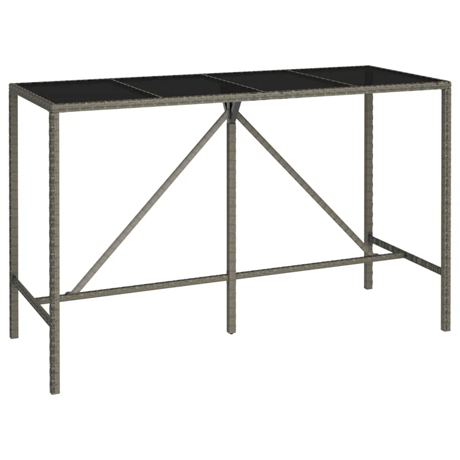 Ensemble de bar de jardin 9 pcs gris résine tressée - 6