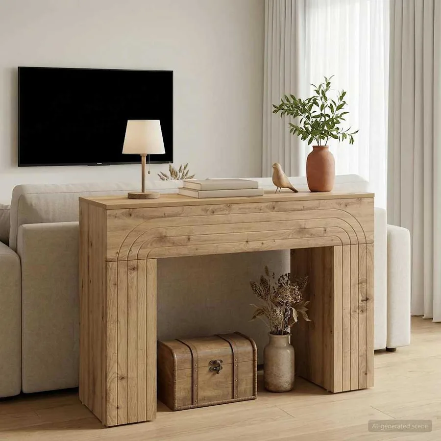 Table basse Chêne artisanal 102 x 35 x 75 cm Bois d'ingénierie