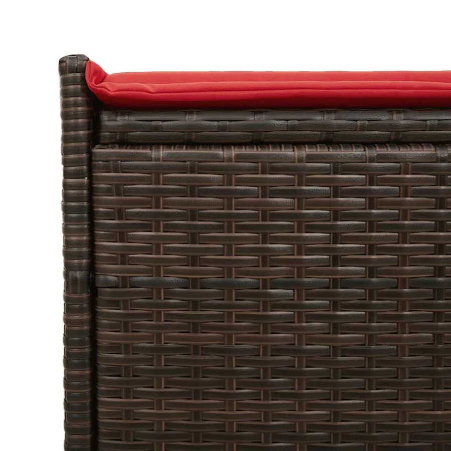 Banc de rangement extérieur coussin marron 100cm résine tressée - 8