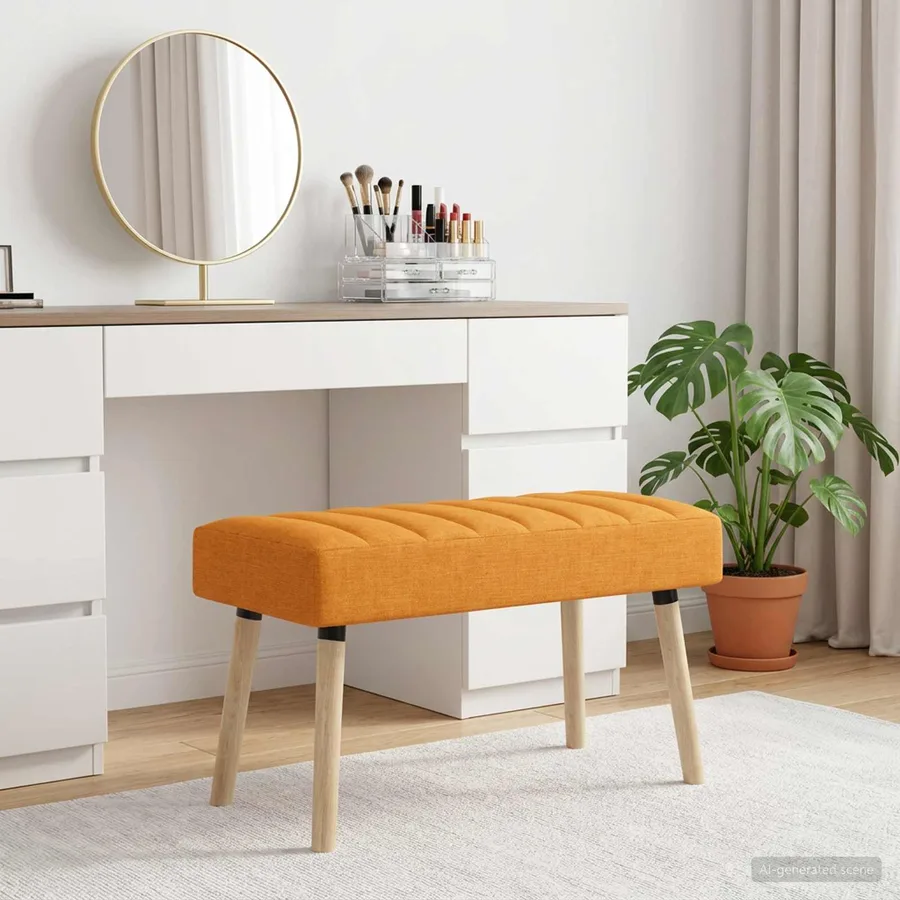 Banc capitonné canal Jaune foncé 80 x 40 x 46 cm Tissu - 4