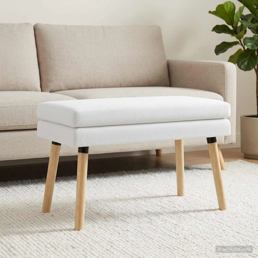 Banc à double couche Blanc 80 x 40 x 47 cm Tissu - 3