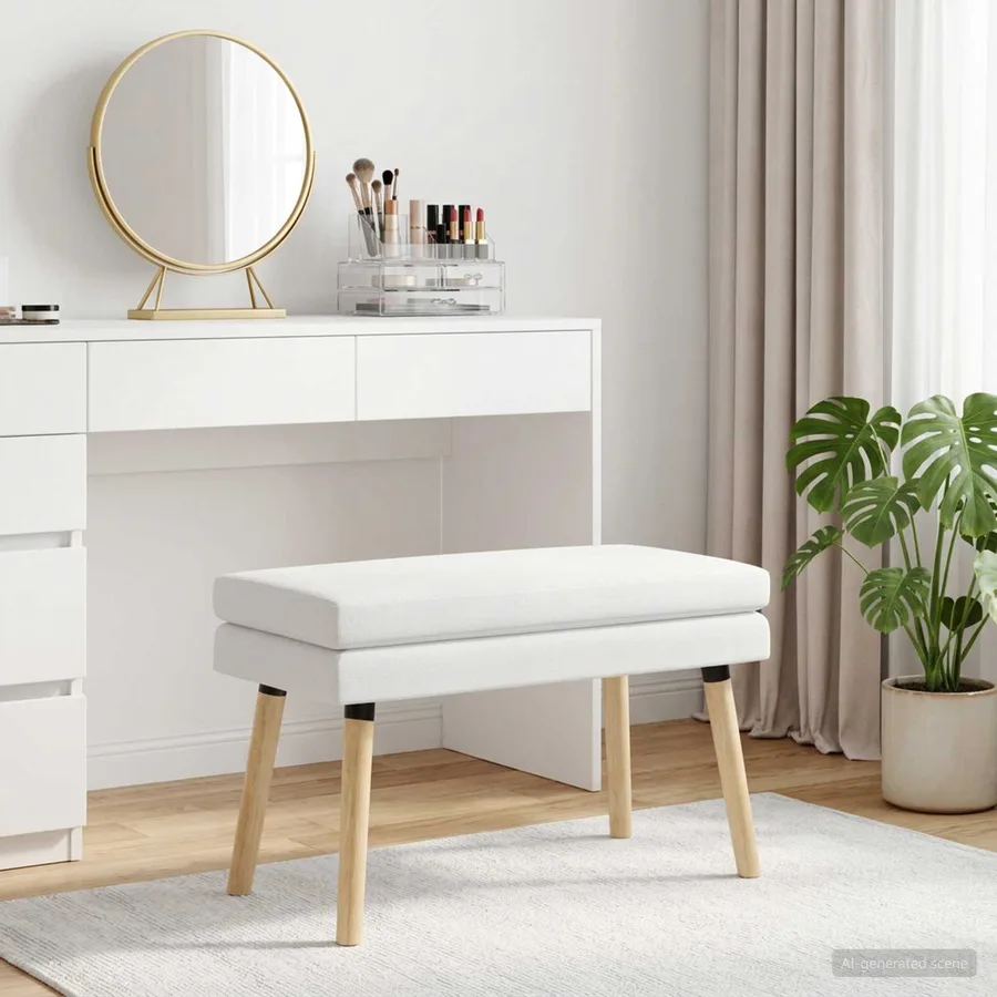 Banc à double couche Blanc 80 x 40 x 47 cm Tissu - 4