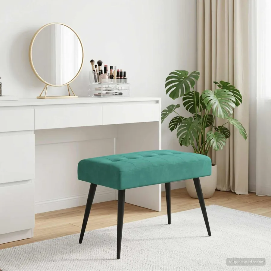 Banc avec capitonnage bouton Turquoise 60 x 40 x 45 cm Velours