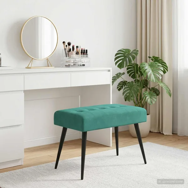 Banc avec capitonnage bouton Turquoise 60 x 40 x 45 cm Velours