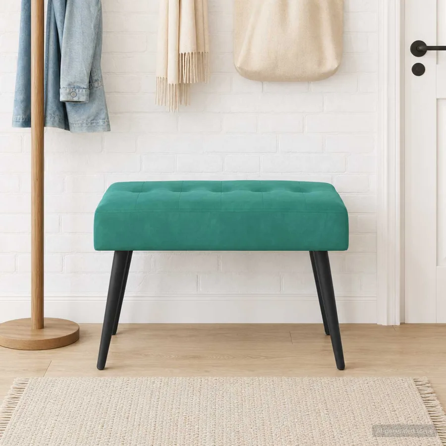 Banc avec capitonnage bouton Turquoise 60 x 40 x 45 cm Velours - 4