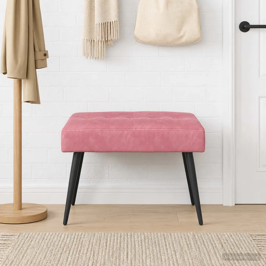 Banc avec capitonnage bouton Rose 60 x 40 x 45 cm Velours