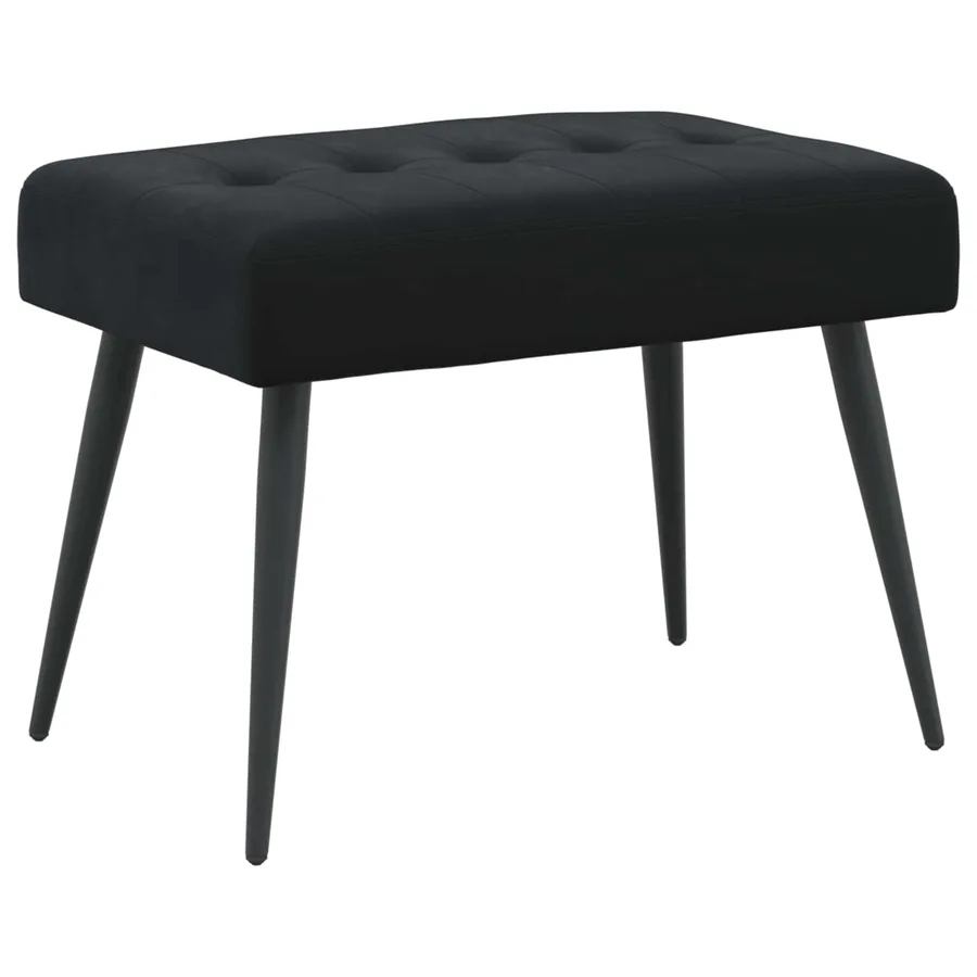 Banc avec capitonnage bouton Noir 60 x 40 x 45 cm Velours - 2
