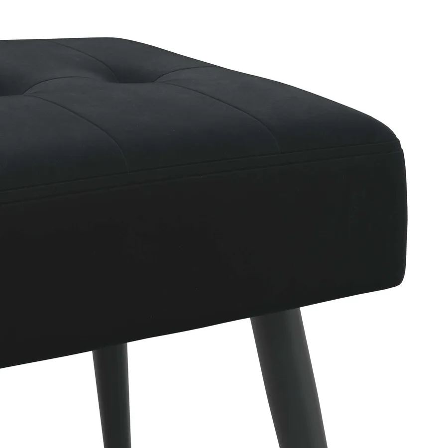 Banc avec capitonnage bouton Noir 60 x 40 x 45 cm Velours - 6
