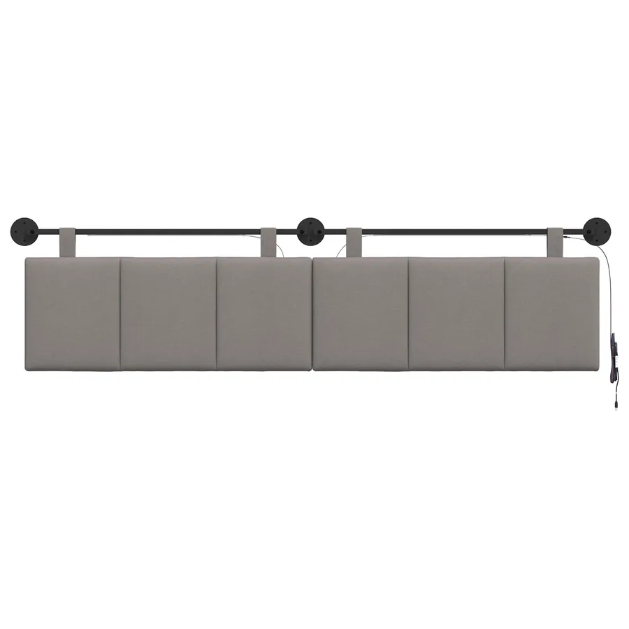 Tête de lit suspendue Avec lumière LED Taupe Tissu - 6