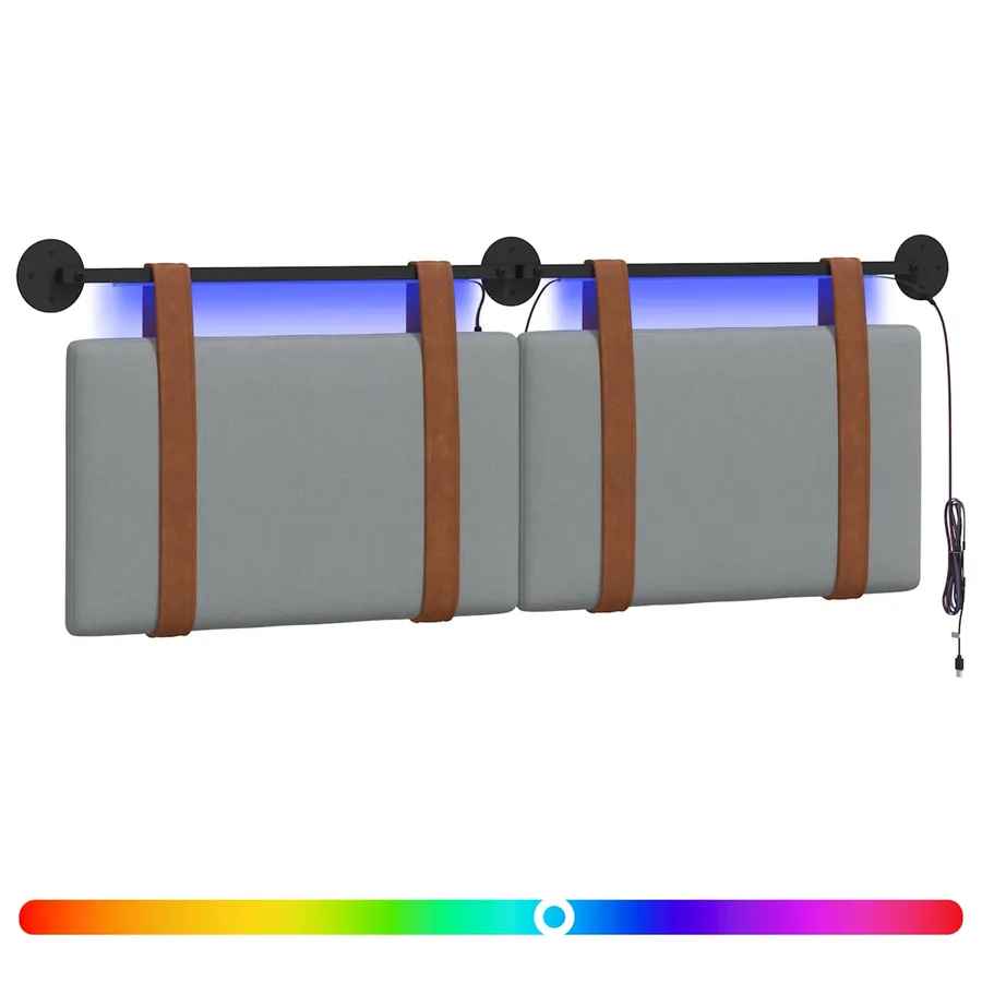 Tête de lit suspendue Avec lumière LED Gris clair PU antique - 2