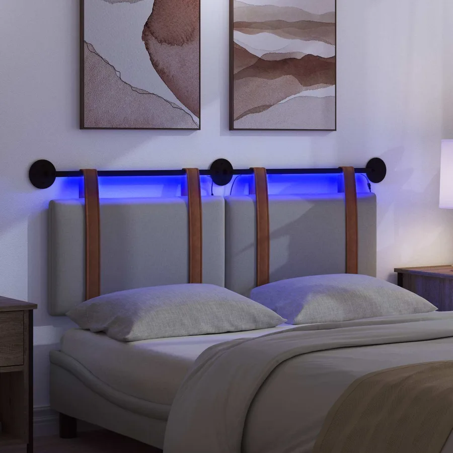 Tête de lit suspendue Avec lumière LED Gris clair PU antique - 5