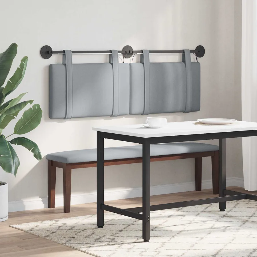Tête de lit suspendue Avec lumière LED Gris clair Tissu - 4