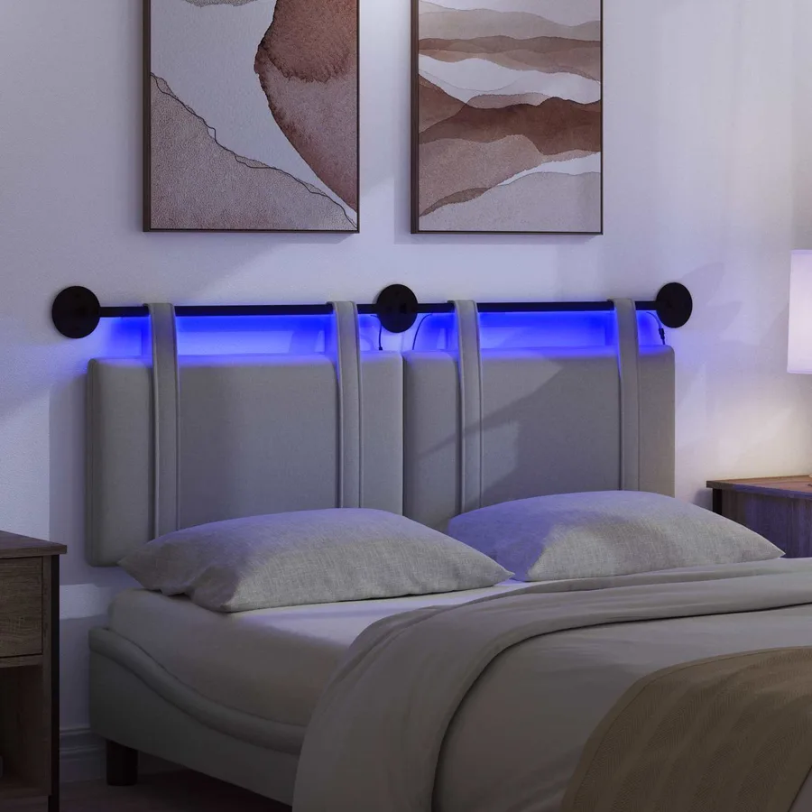Tête de lit suspendue Avec lumière LED Gris clair Tissu - 5
