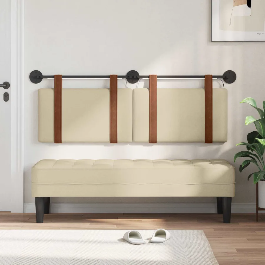 Tête de lit suspendue Avec lumière LED Crème PU antique - 3