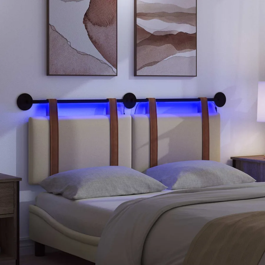Tête de lit suspendue Avec lumière LED Crème PU antique - 5