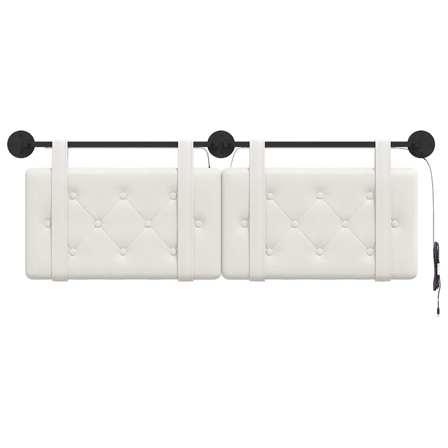 Tête de lit suspendue Avec lumière LED Blanc Simili cuir - 6