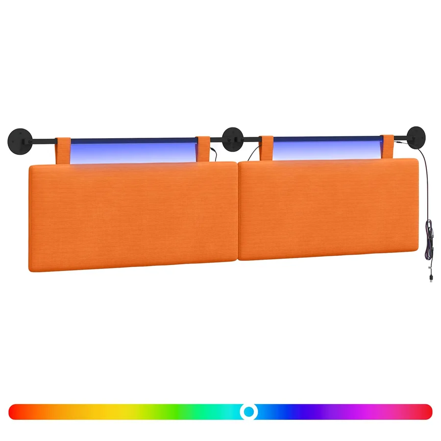 Tête de lit suspendue Orange Tissu en velours côtelé - 2
