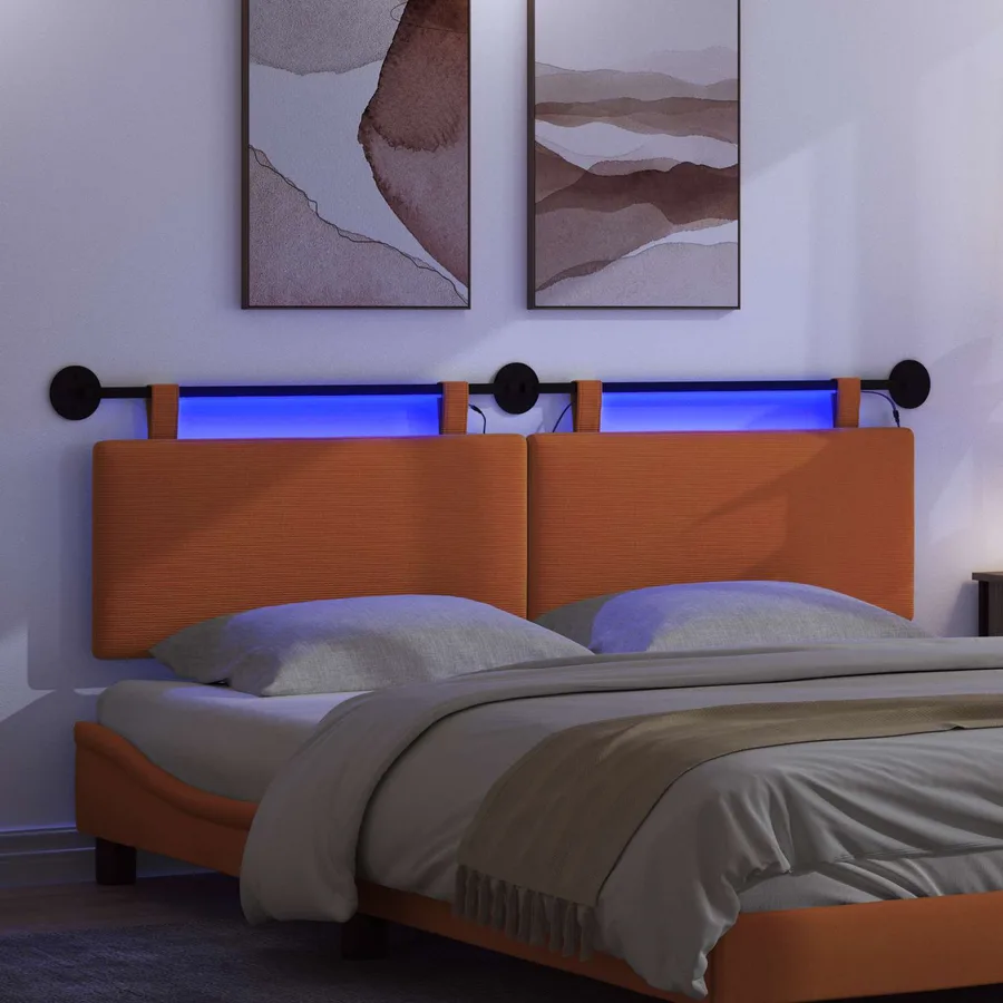 Tête de lit suspendue Orange Tissu en velours côtelé - 5