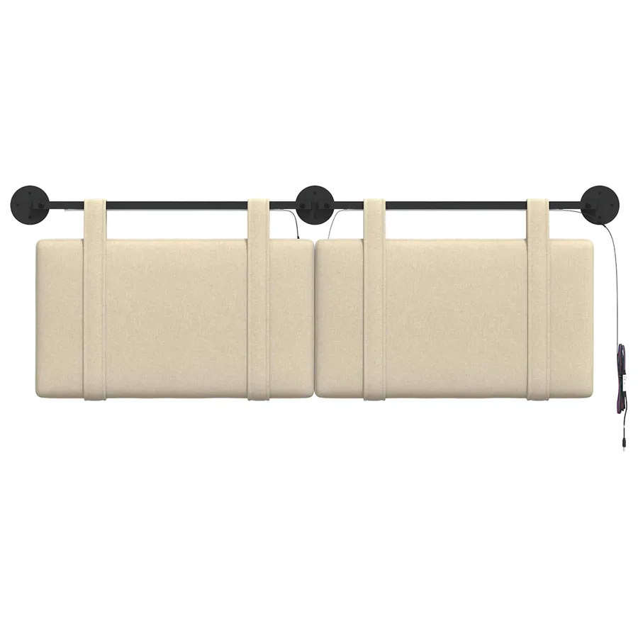 Tête de lit suspendue Avec lumière LED Crème Tissu - 6
