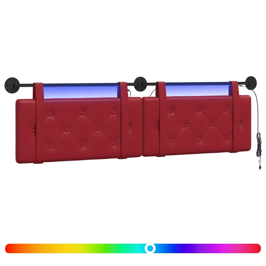 Tête de lit suspendue Avec lumière LED Bordeaux Simili cuir - 2