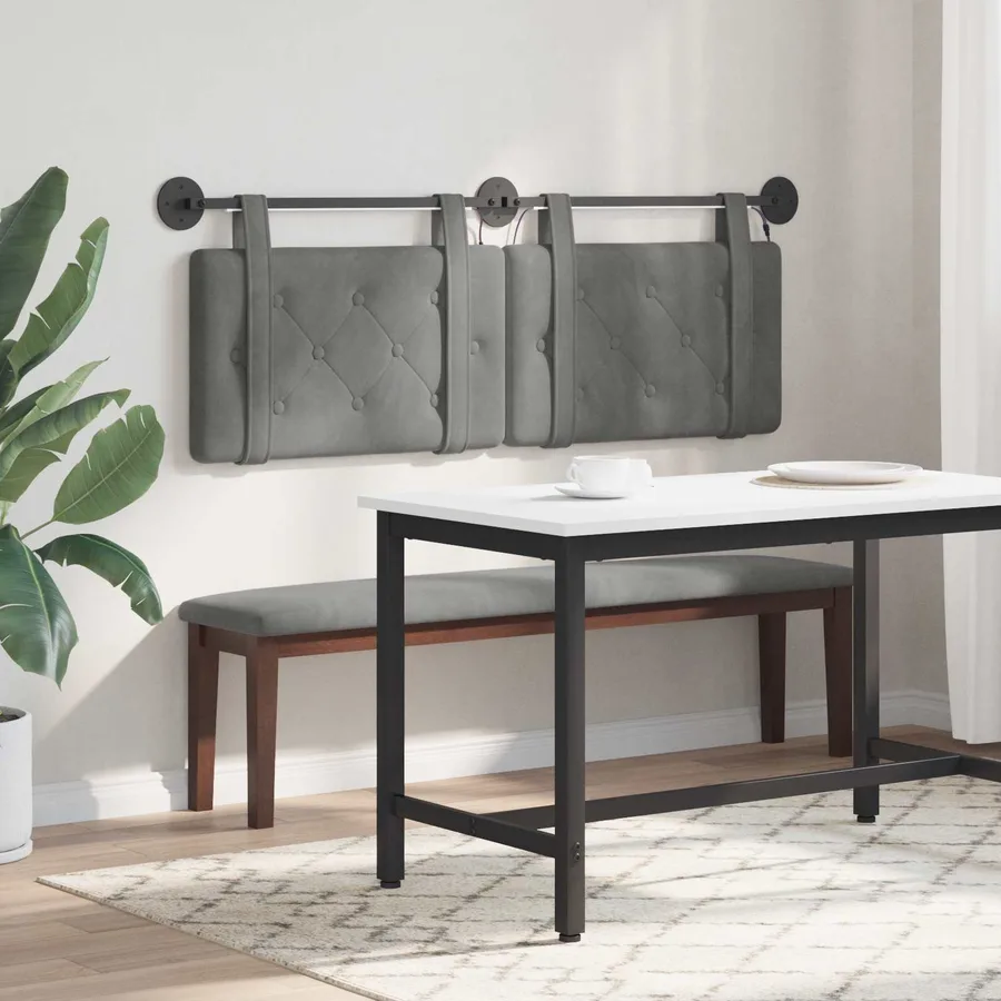 Tête de lit suspendue Avec lumière LED Gris foncé Velours - 4