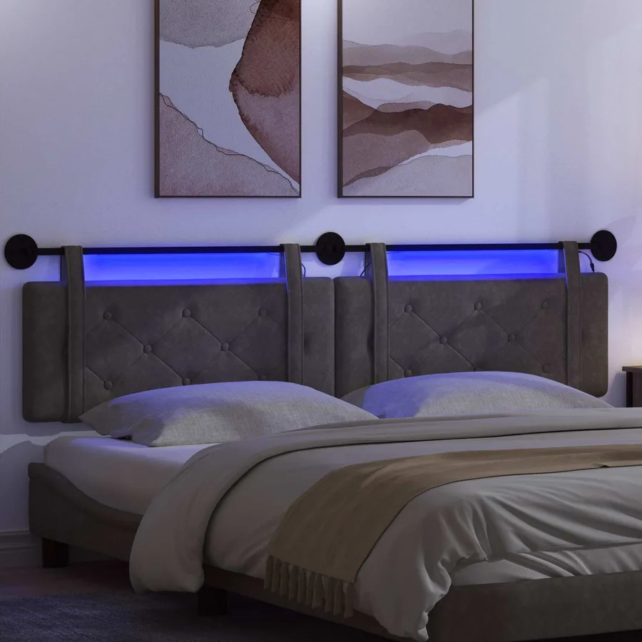 Tête de lit suspendue Avec lumière LED Noir PU antique - 5