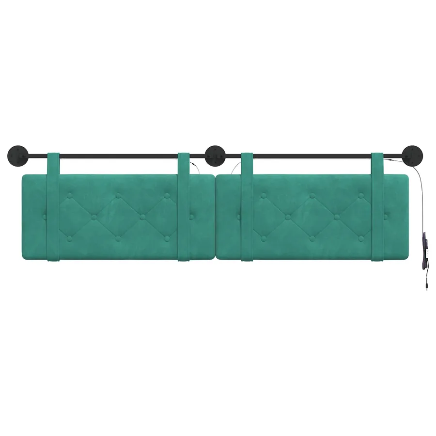 Tête de lit suspendue Avec lumière LED Turquoise Velours - 6
