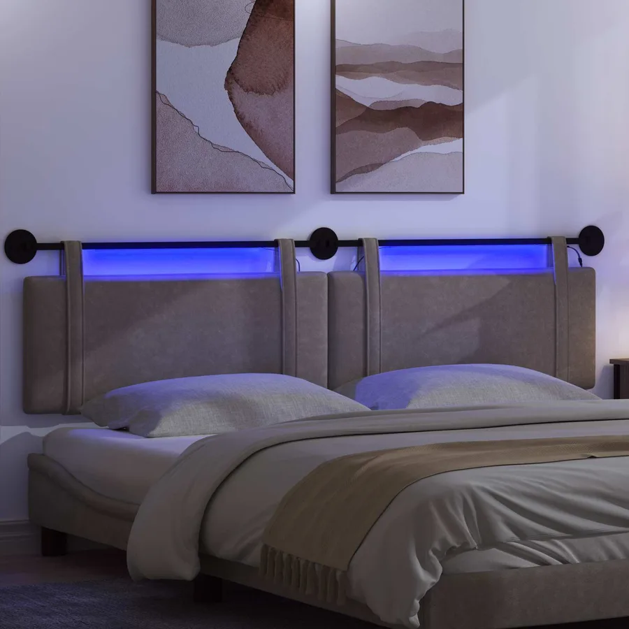 Tête de lit suspendue Avec lumière LED Gris PU antique - 5