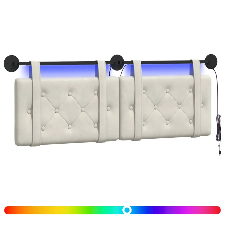 Tête de lit suspendue Avec lumière LED Crème Velours - 2