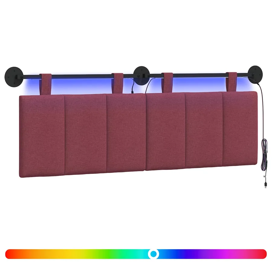 Tête de lit suspendue Avec lumière LED Bordeaux Tissu - 2
