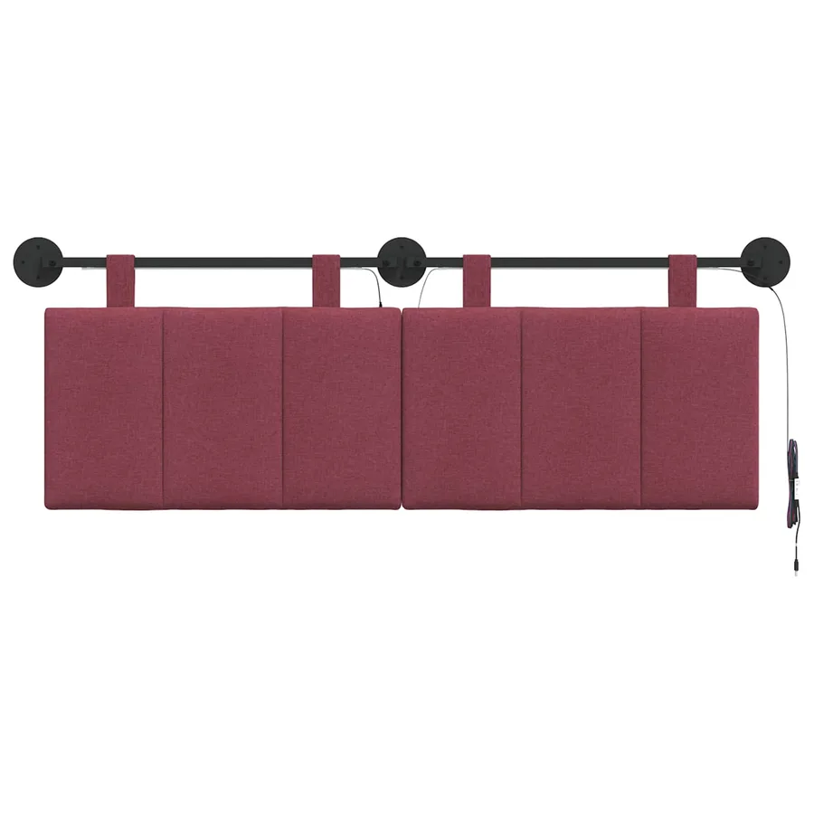 Tête de lit suspendue Avec lumière LED Bordeaux Tissu - 6
