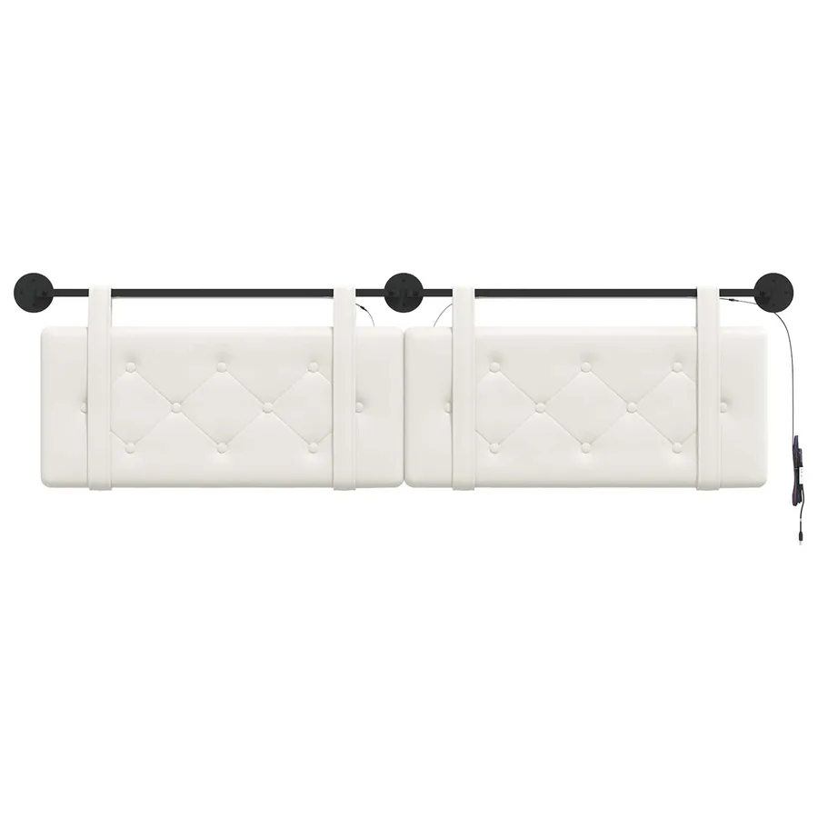 Tête de lit suspendue Avec lumière LED Blanc Simili cuir - 6