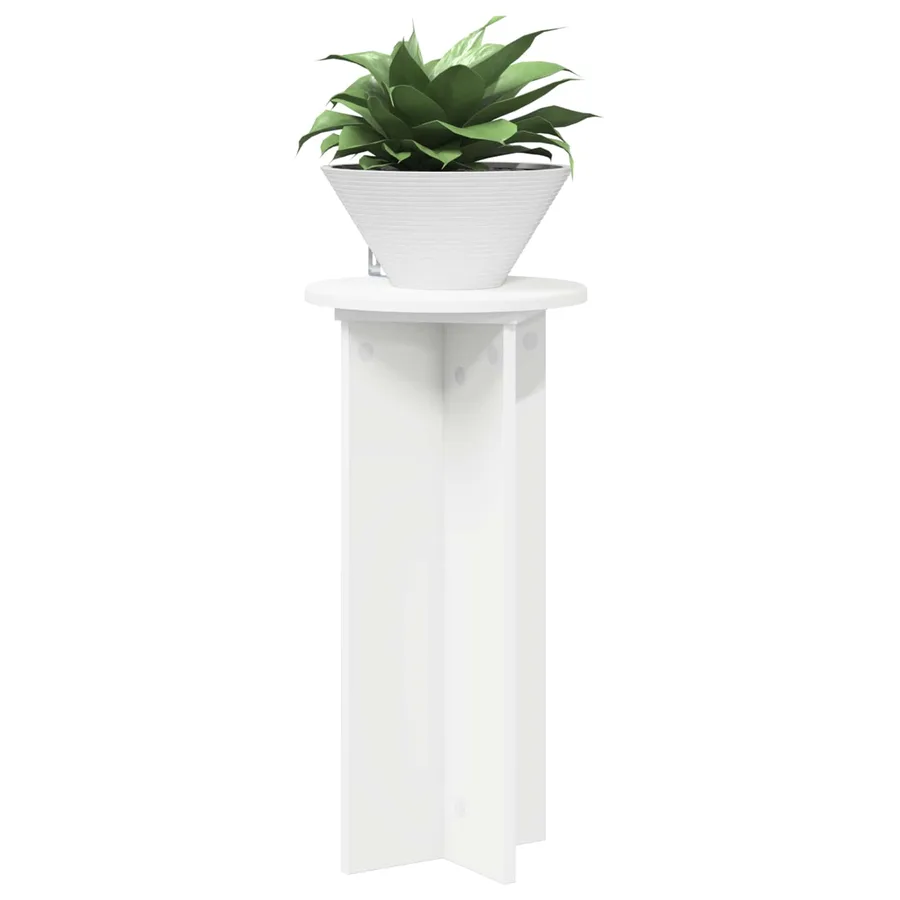 Support de Plante 2 pcs Blanc Ø29,5 x 60 cm Bois d'ingénierie - 3