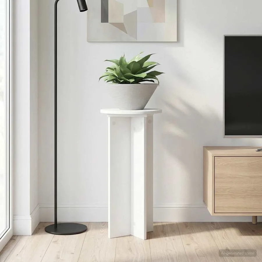 Support de Plante 2 pcs Blanc Ø29,5 x 60 cm Bois d'ingénierie - 4