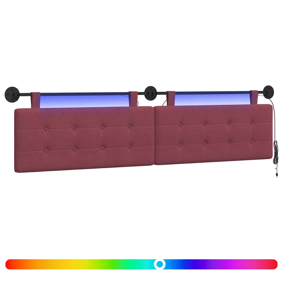 Tête de lit suspendue Avec lumière LED Bordeaux Tissu - 2
