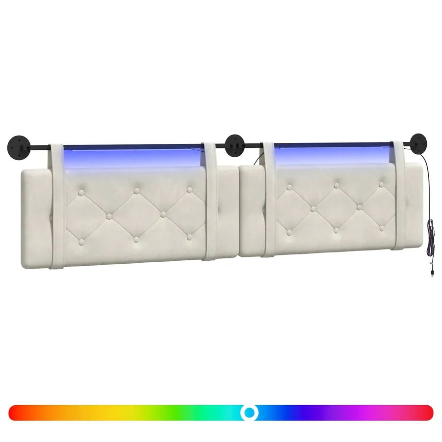 Tête de lit suspendue Avec lumière LED Crème Velours - 2