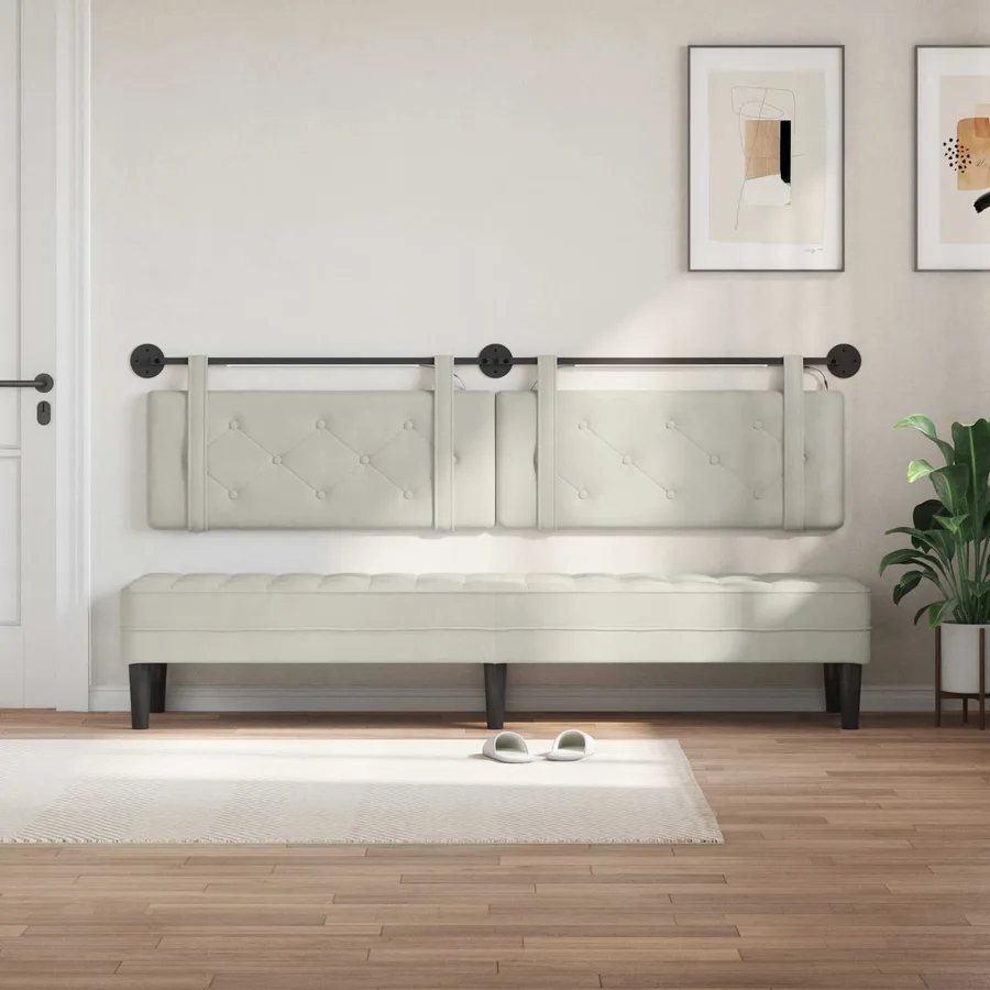Tête de lit suspendue Avec lumière LED Crème Velours - 3