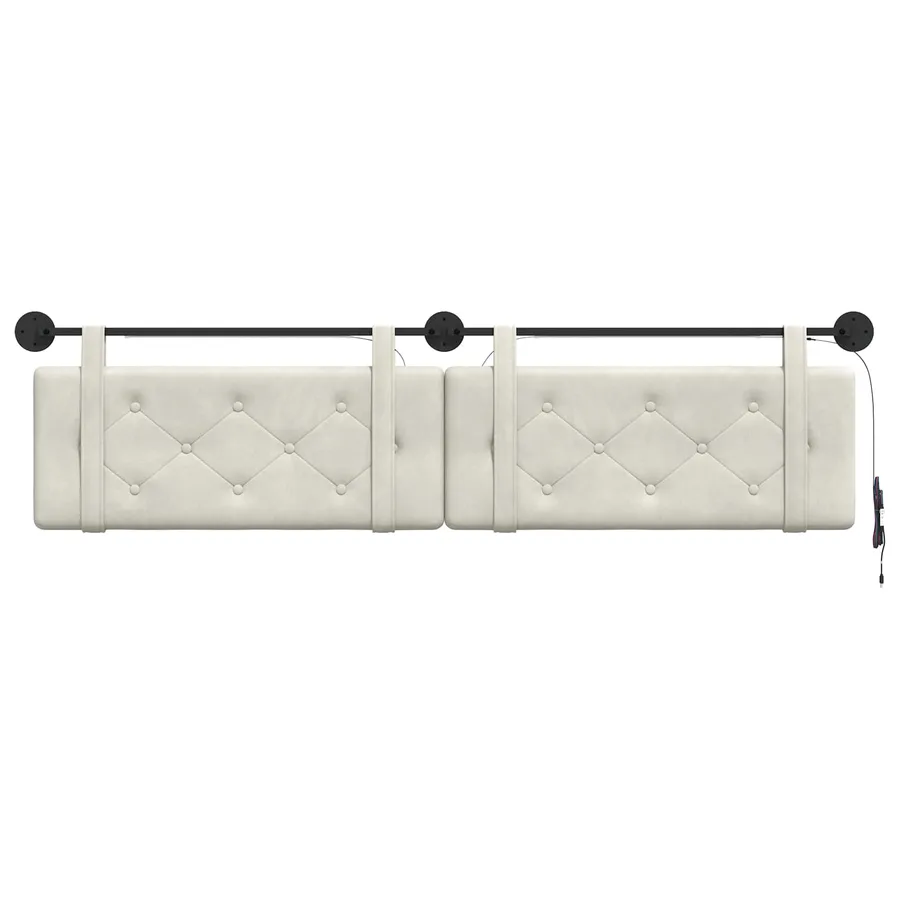 Tête de lit suspendue Avec lumière LED Crème Velours - 6